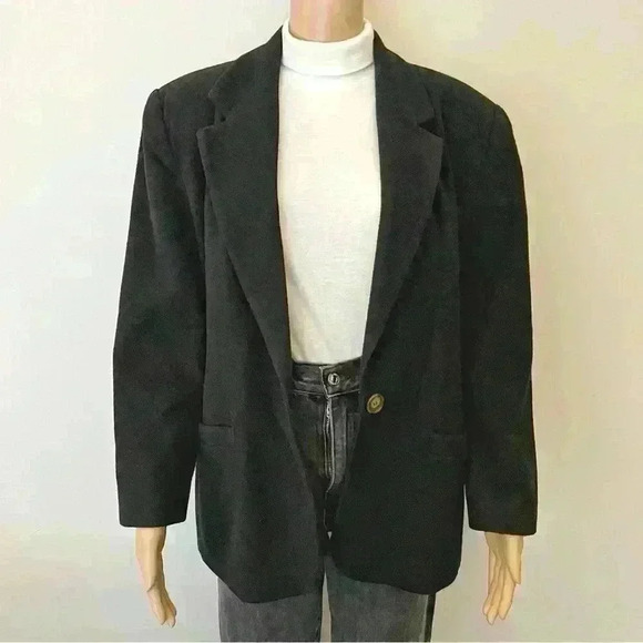 Vintage Oversized Minimalist  Black Wool Blended Blazer Suite Jacket - Picture 13 of 13